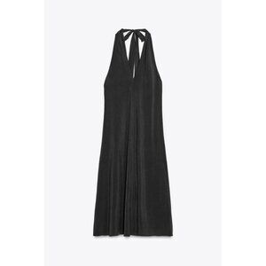 ZARA HALTER MIDI DRESS WITH TIE
